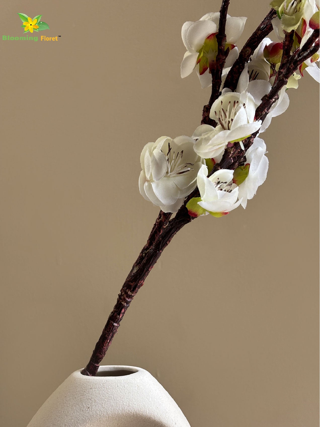 Artificial Plum Blossom Flower Stick - White
