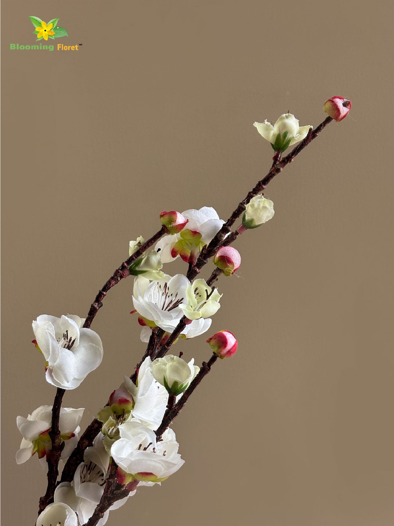 Artificial Plum Blossom Flower Stick - White