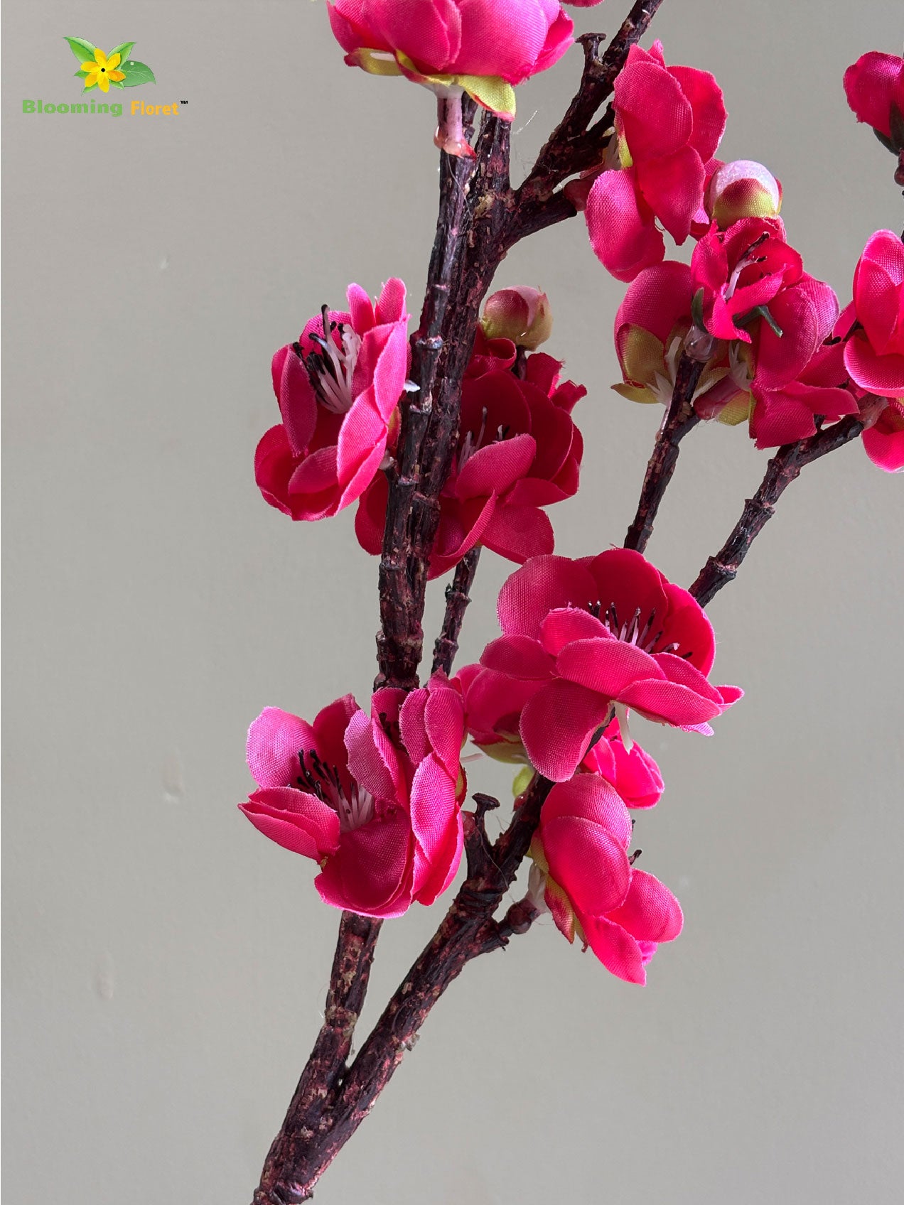 Artificial Plum Blossom Flower Stick - Dark Pink