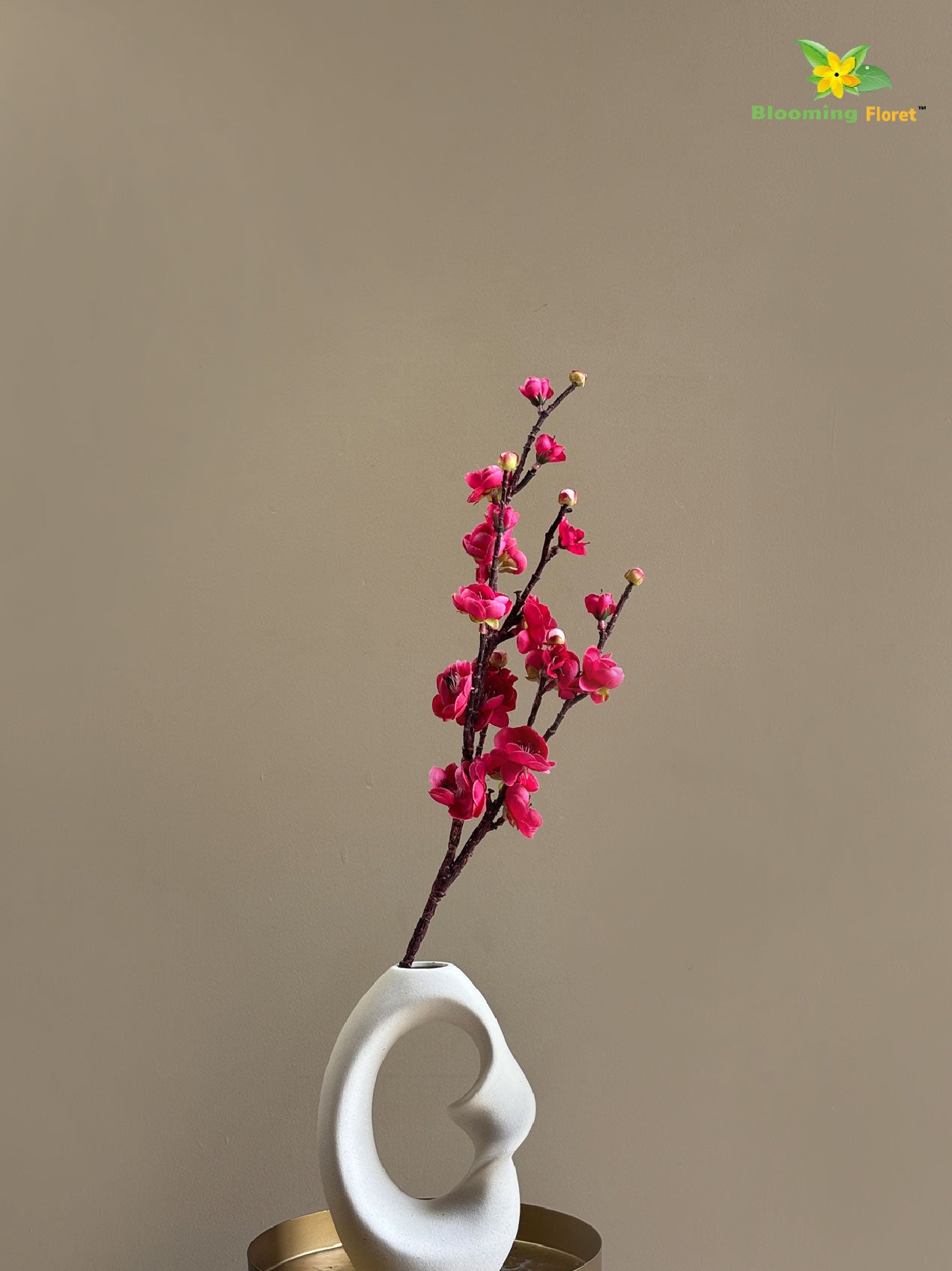 Artificial Plum Blossom Flower Stick - Dark Pink