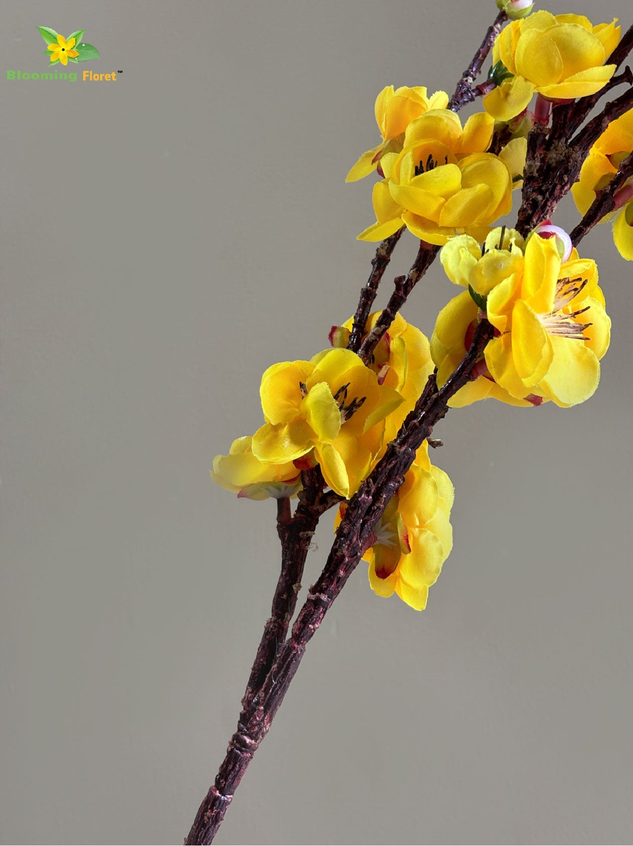 Artificial Plum Blossom Flower Stick - Yellow