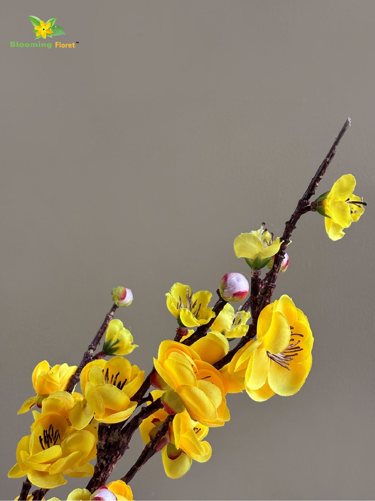Artificial Plum Blossom Flower Stick - Yellow