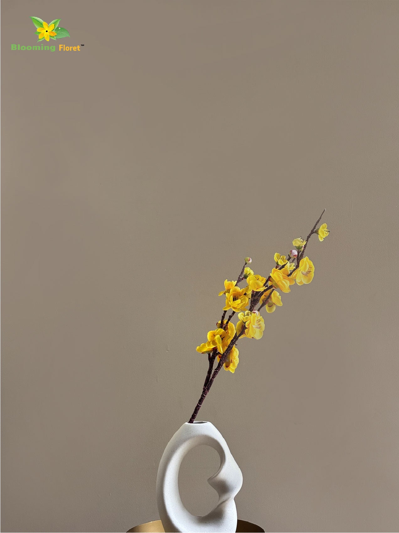 Artificial Plum Blossom Flower Stick - Yellow