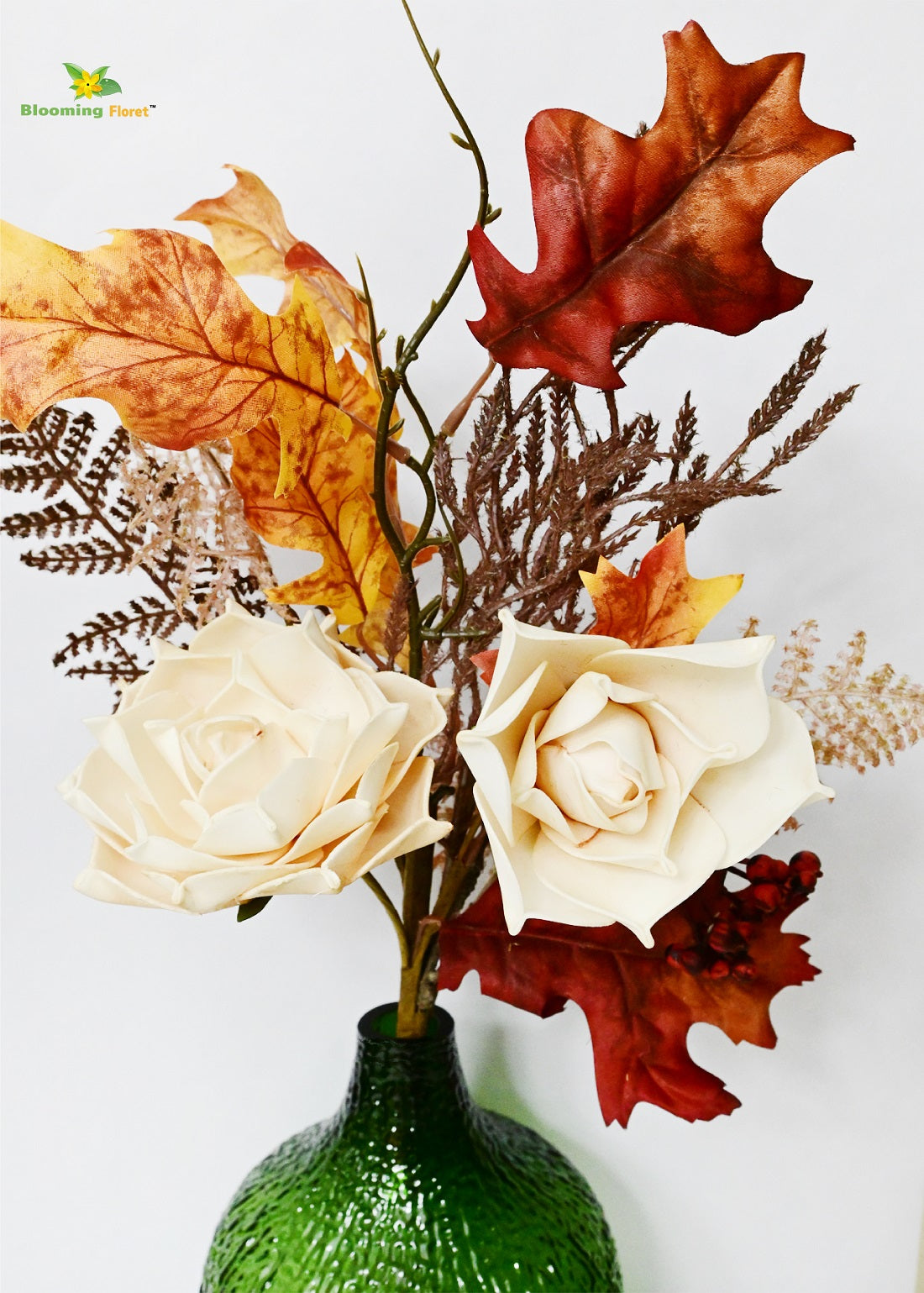 Eternal Autumn Charm – Dried Rose & Fall Leaves Bunch