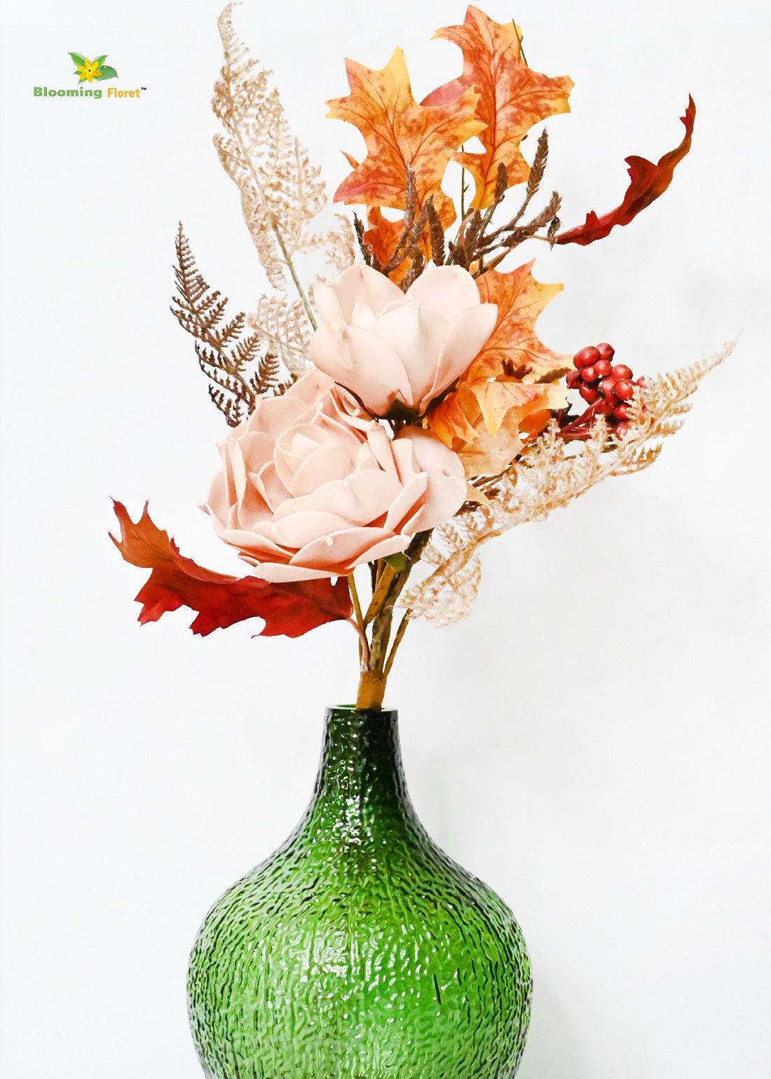 Eternal Autumn Charm – Dried Rose & Fall Leaves Bunch