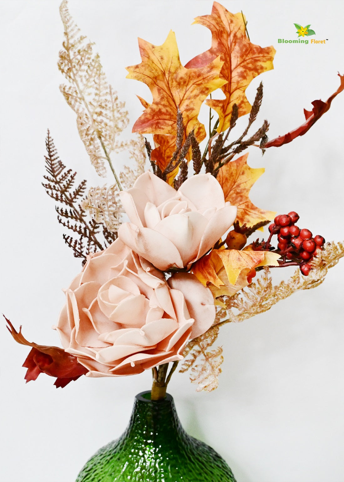 Eternal Autumn Charm – Dried Rose & Fall Leaves Bunch