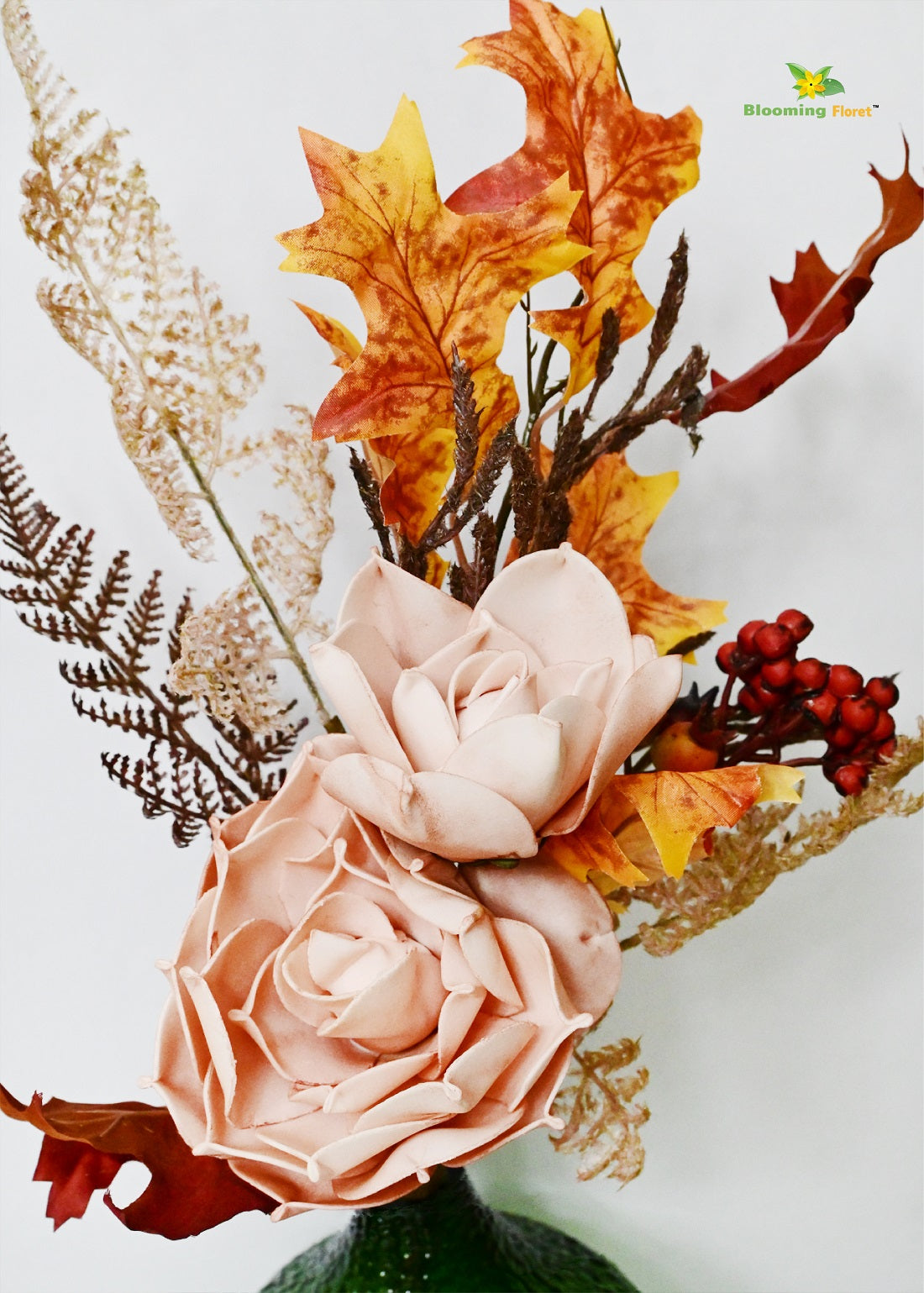 Eternal Autumn Charm – Dried Rose & Fall Leaves Bunch