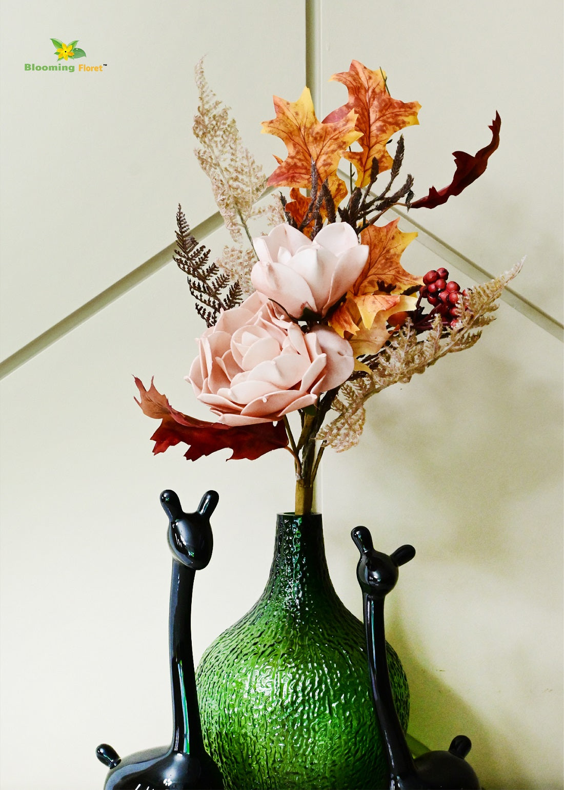 Eternal Autumn Charm – Dried Rose & Fall Leaves Bunch