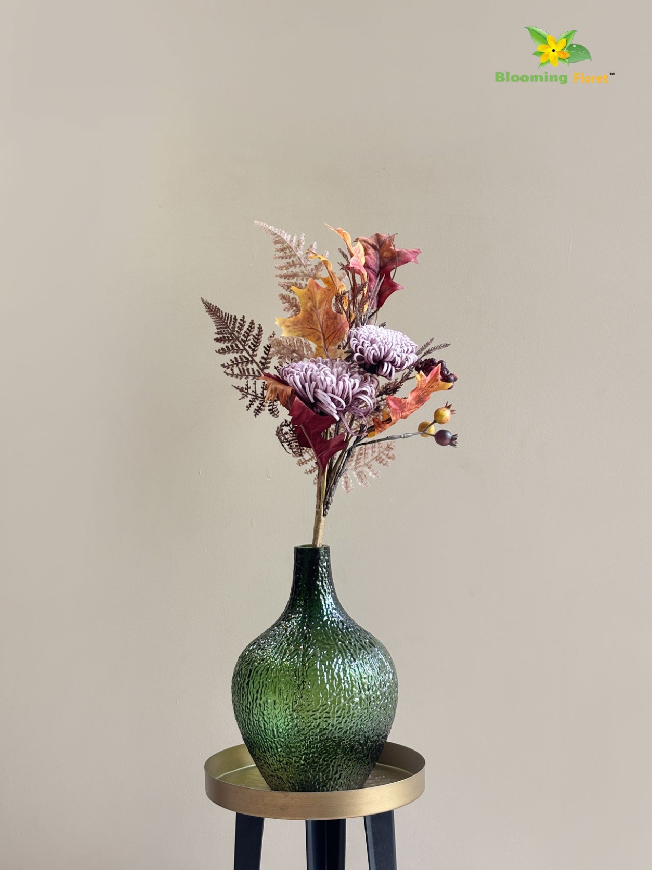 Autumn Essence Faux Dahlia Bouquet | Purple | 58 cm