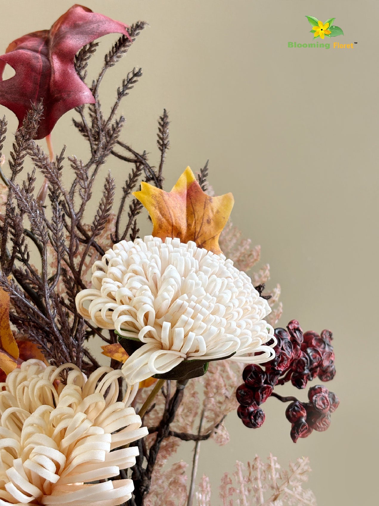 Autumn Essence Faux Dahlia Bouquet - Cream