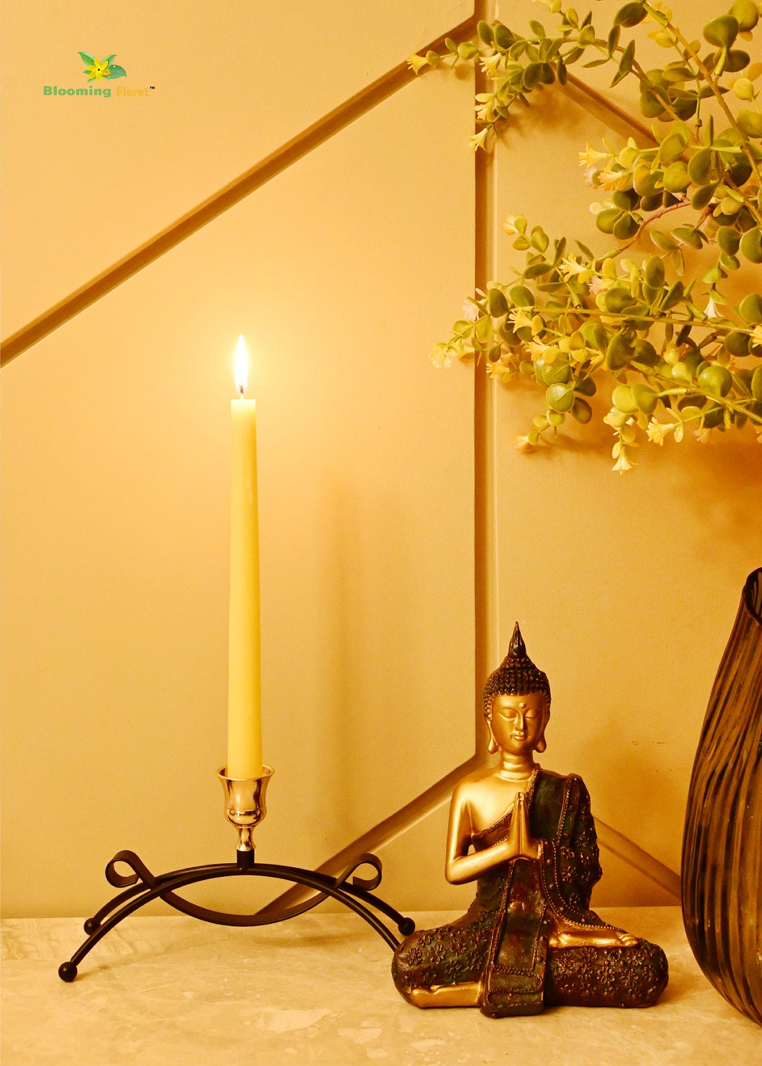 Artistic Wrought Brass Candle Holder