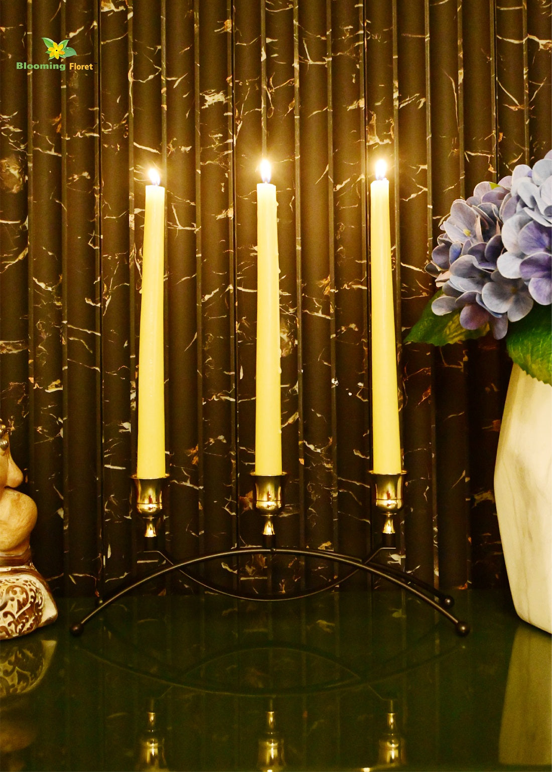 Elegance Trio Brass Candle Holder