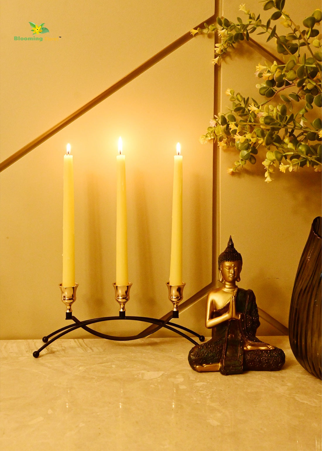 Elegance Trio Brass Candle Holder