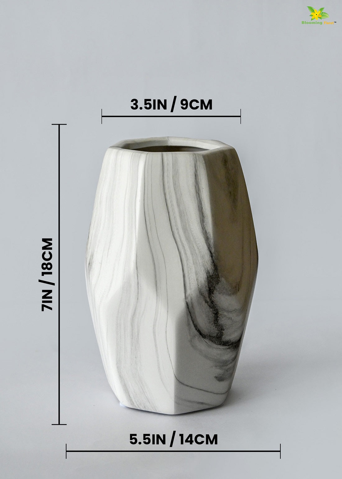 Pentagon Ceramic Marble Vase - Medium