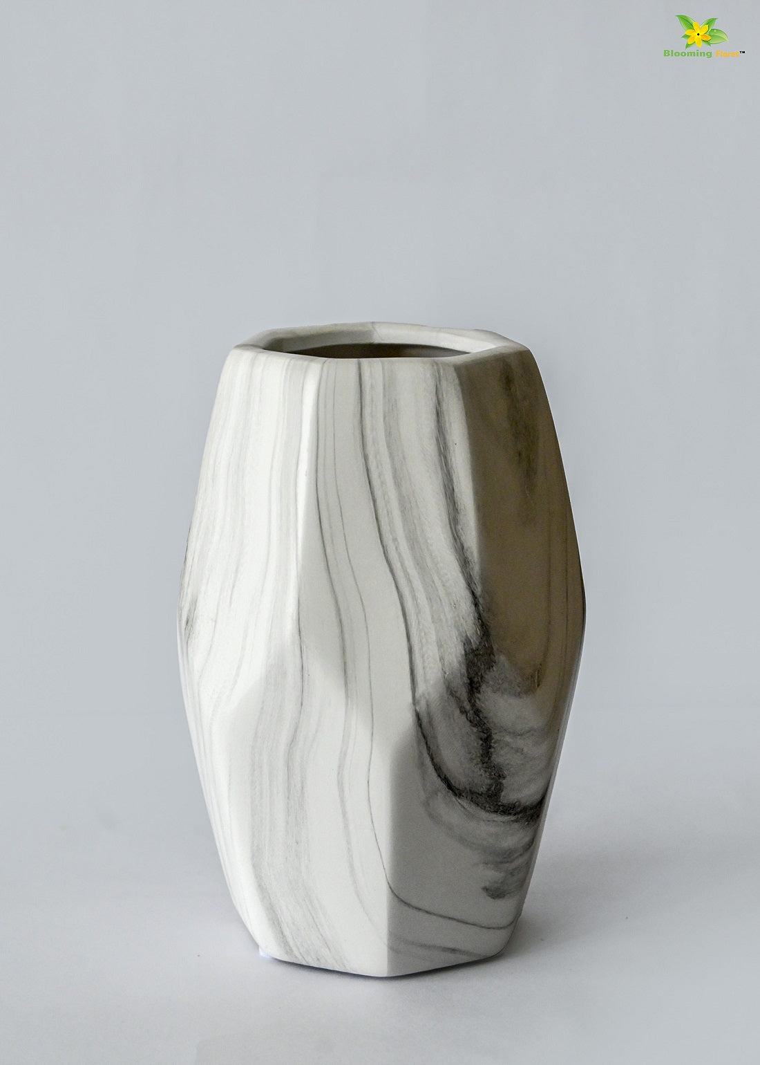 Pentagon Ceramic Marble Vase - Medium