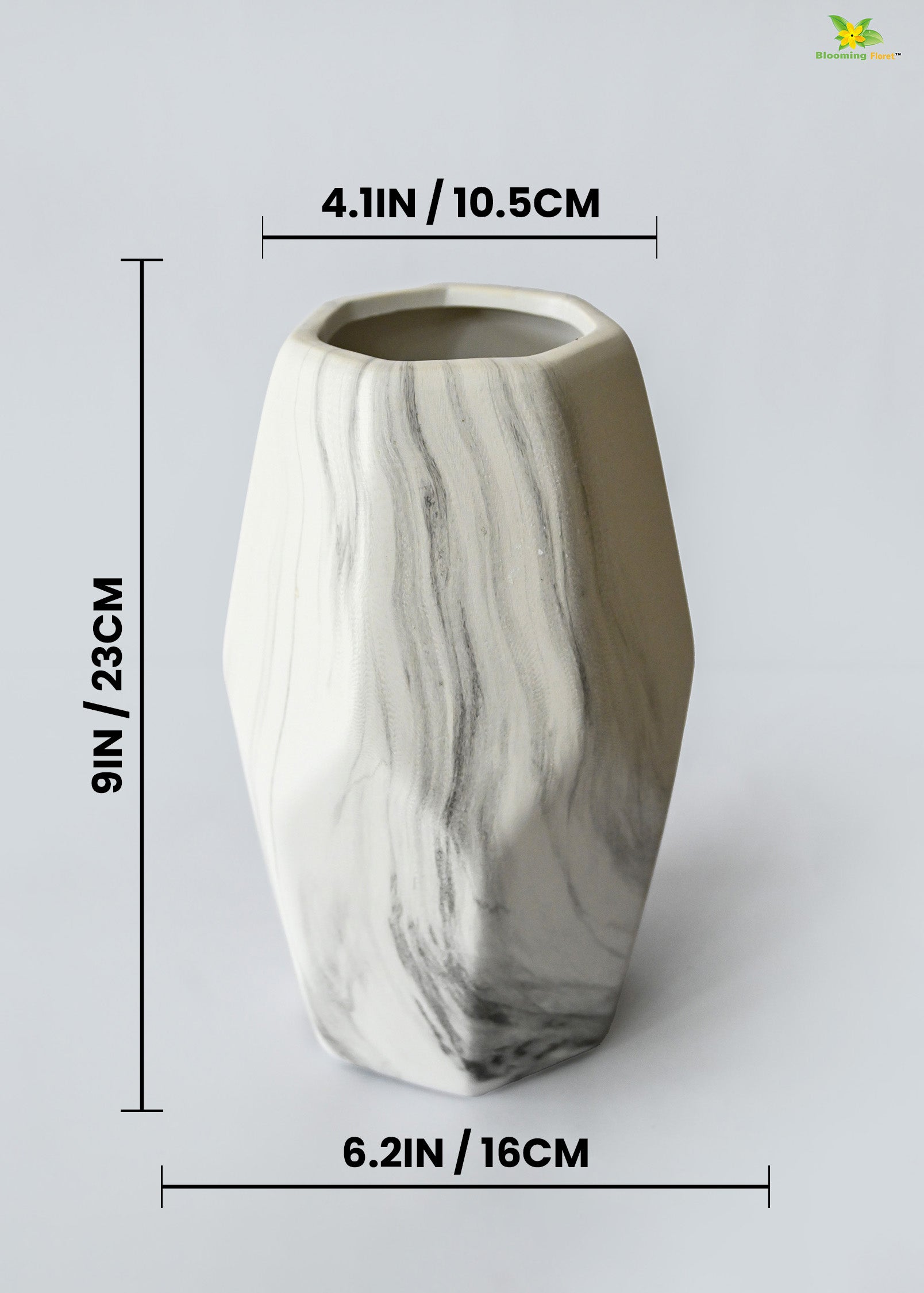 Pentagon Ceramic Marble Vase