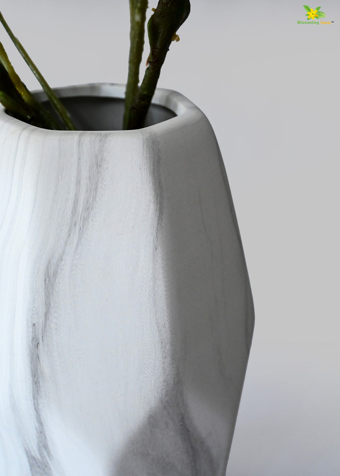 Pentagon Marble Ceramic Vase | Large | 22 cm