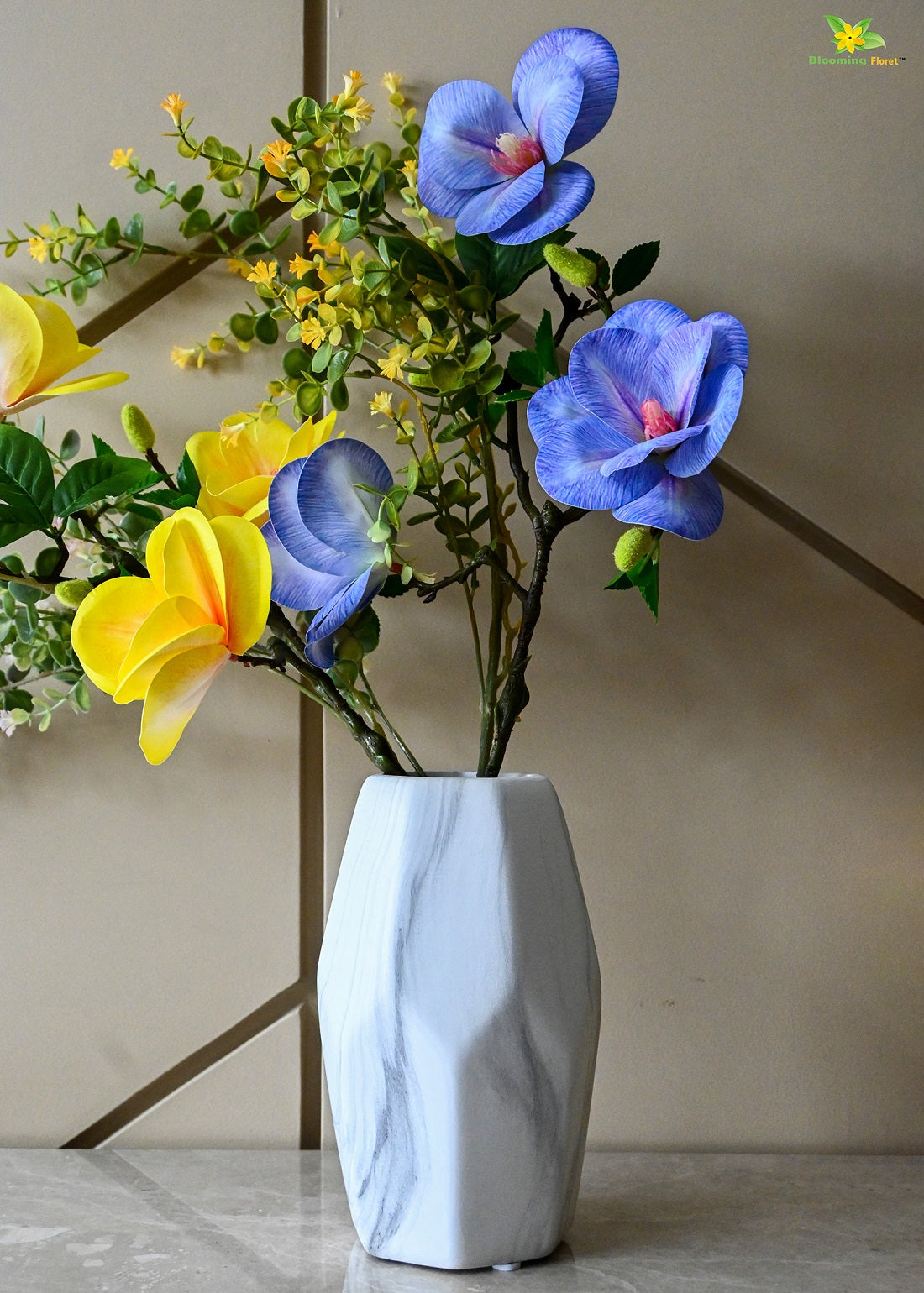 Pentagon Marble Ceramic Vase | Large | 22 cm