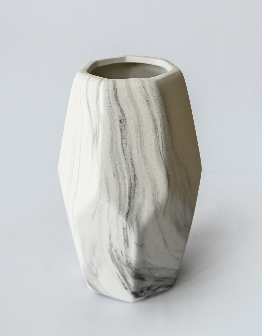 Pentagon Marble Ceramic Vase | Large | 22 cm
