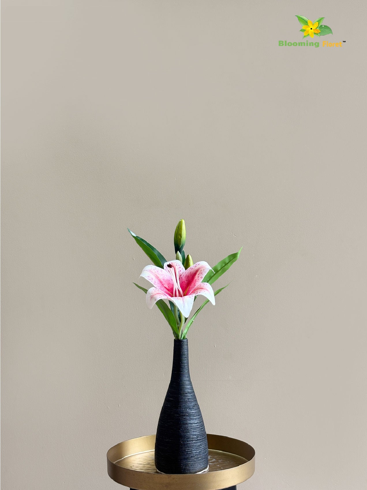 Artificial Lily Flower Stick - White, Dark Pink
