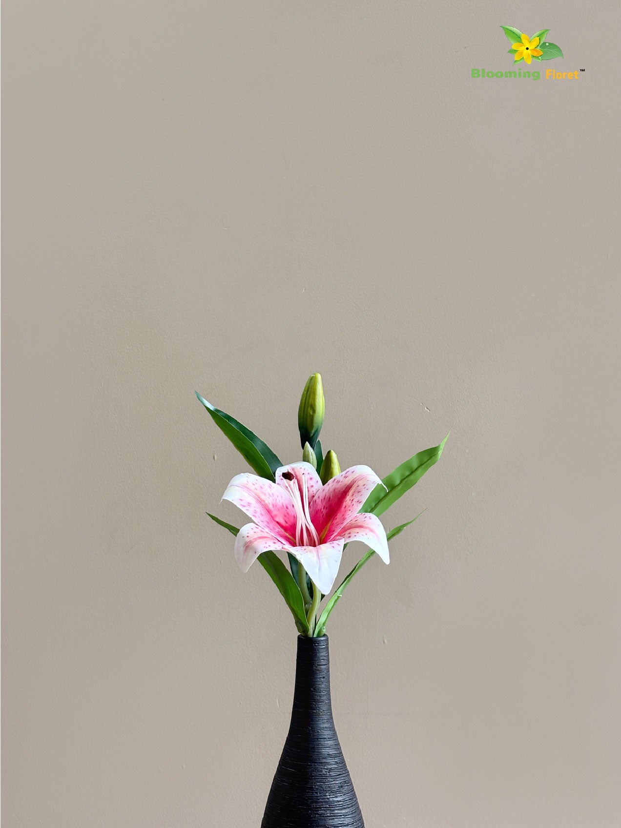 Artificial Lily Flower Stick - White, Dark Pink