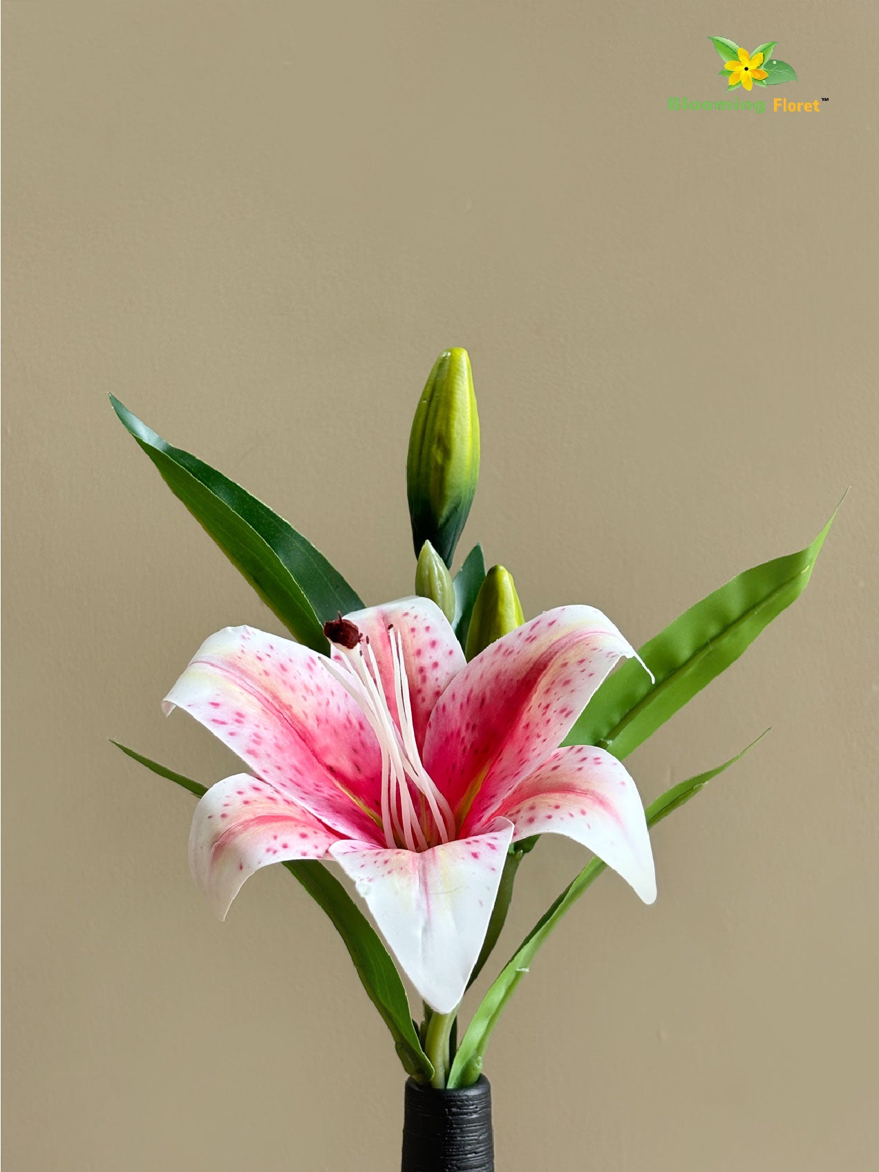 Artificial Lily Flower Stick - White, Dark Pink