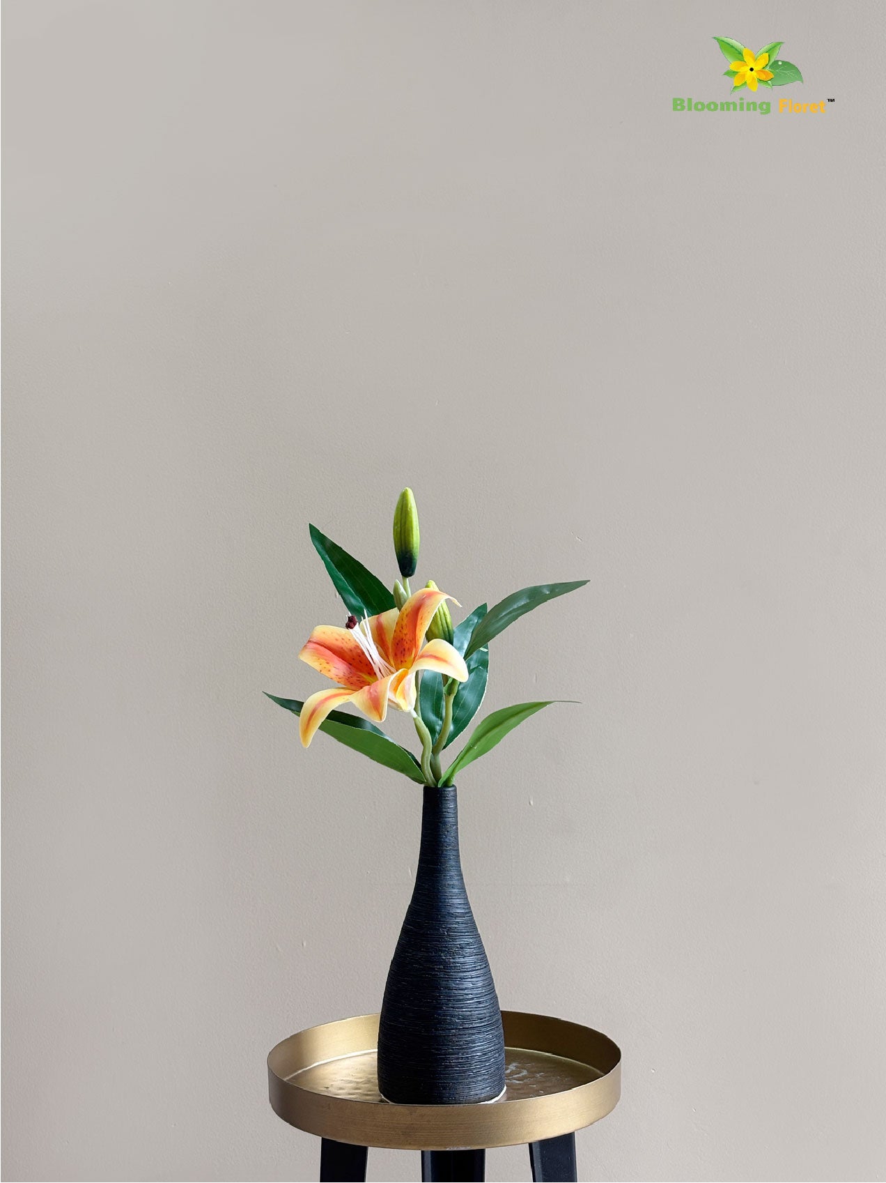 Artificial Lily Flower Stick - Yellow, Orange