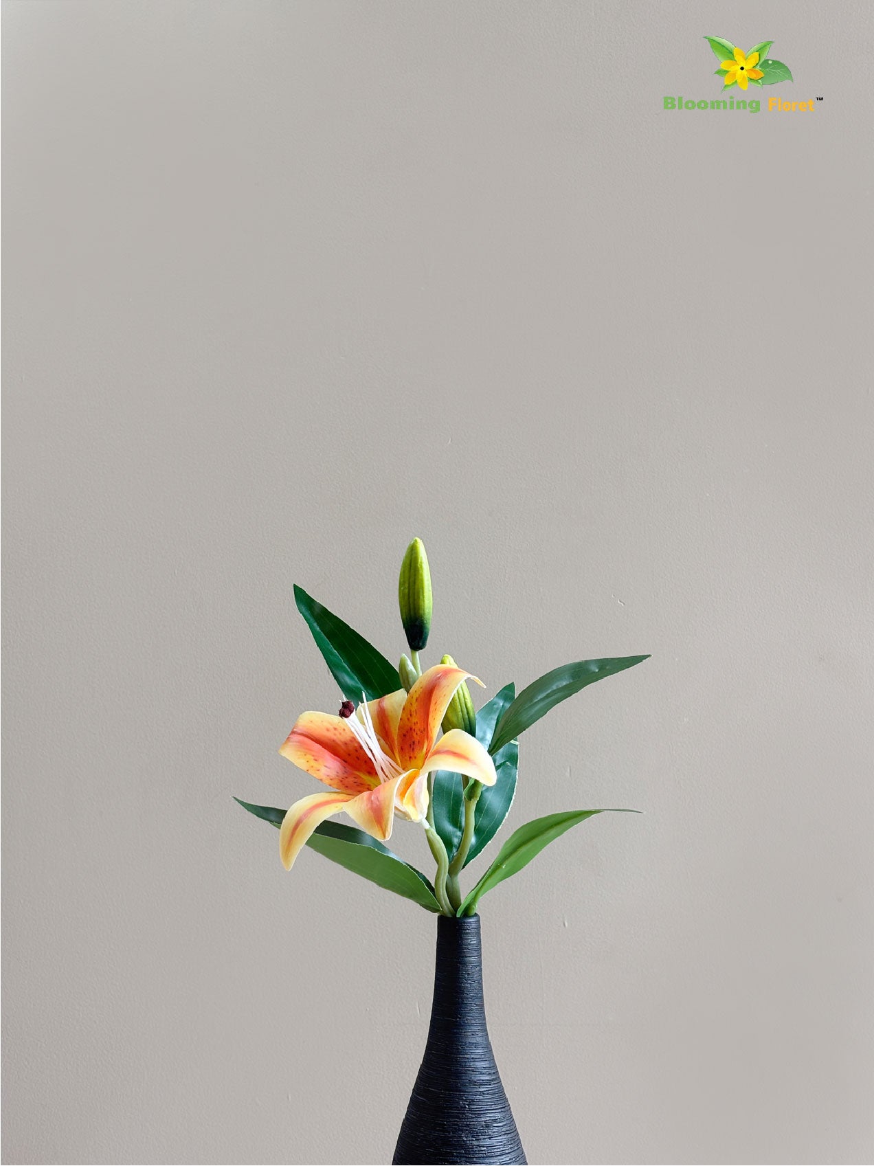 Artificial Lily Flower Stick - Yellow, Orange