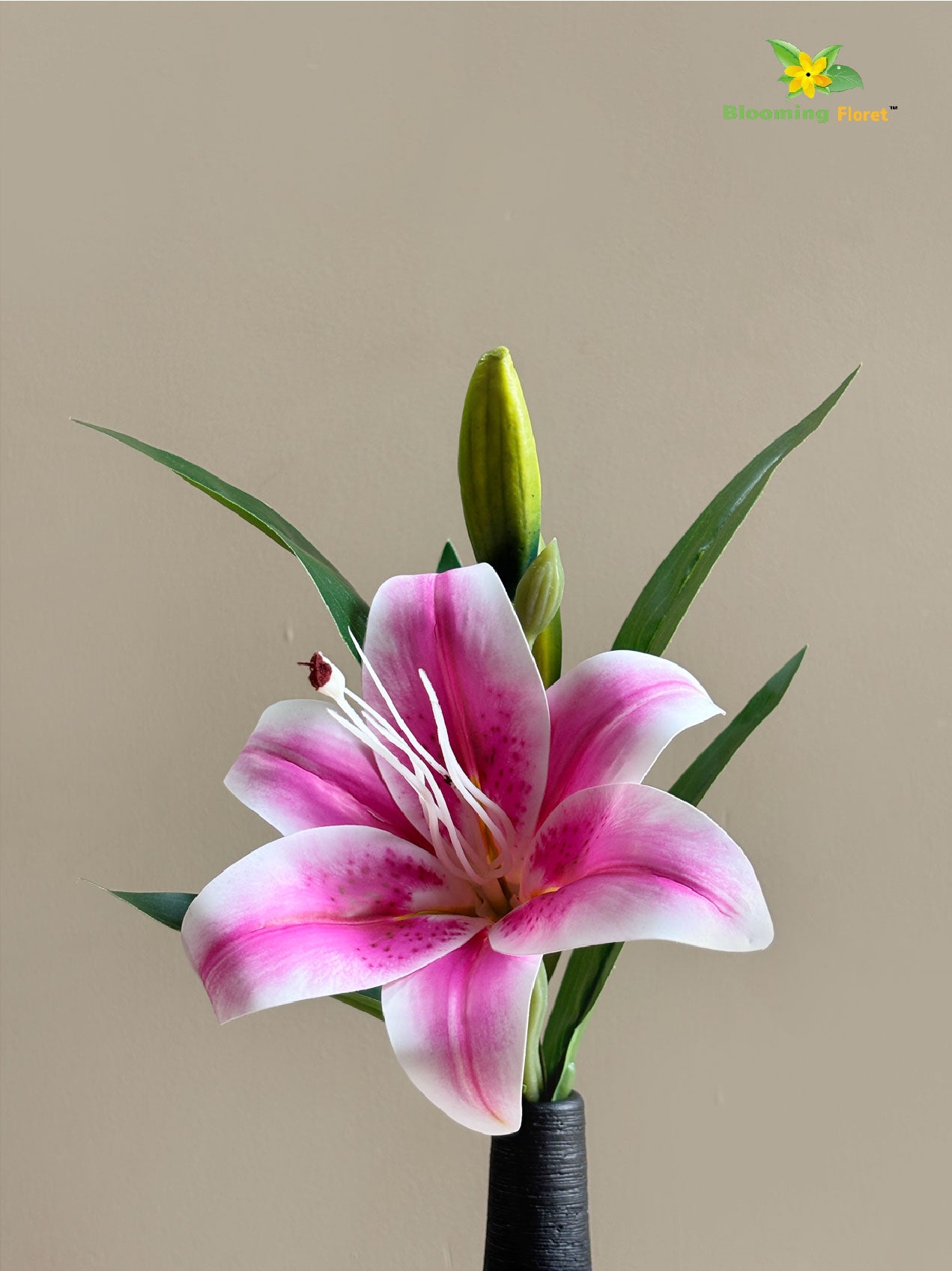 Artificial Lily Flower Stick - Dark Pink