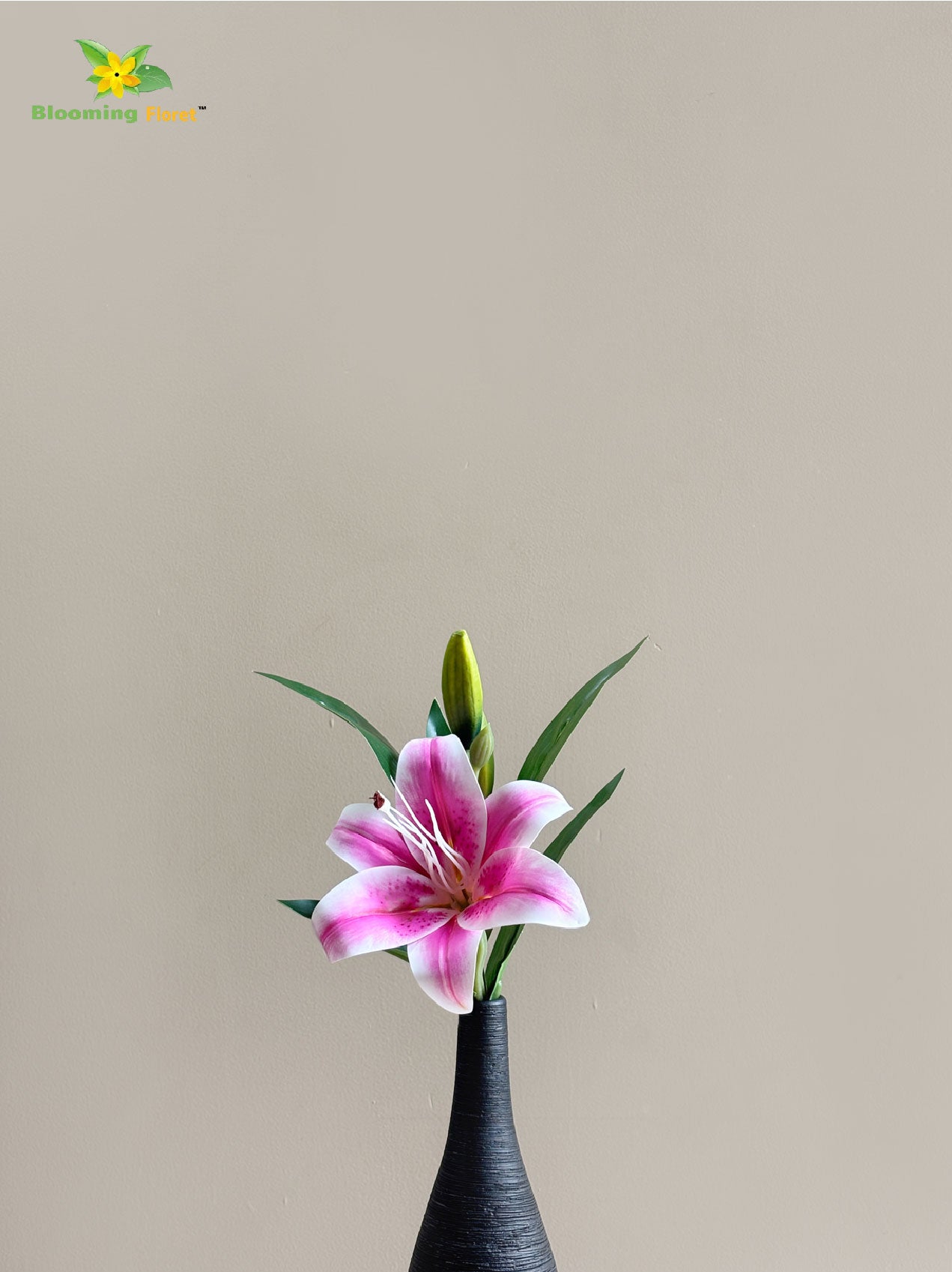 Artificial Lily Flower Stick - Dark Pink
