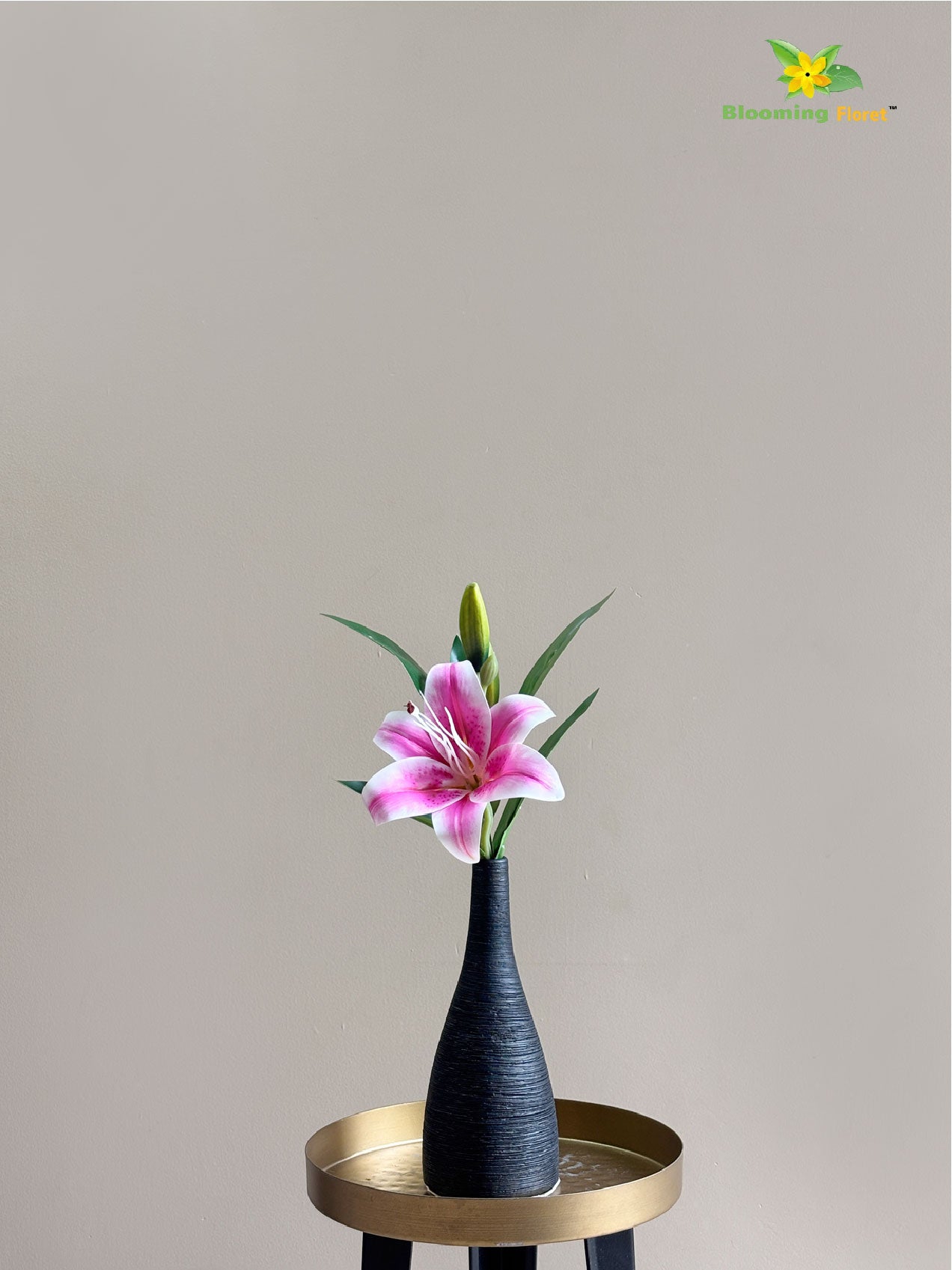 Artificial Lily Flower Stick - Dark Pink