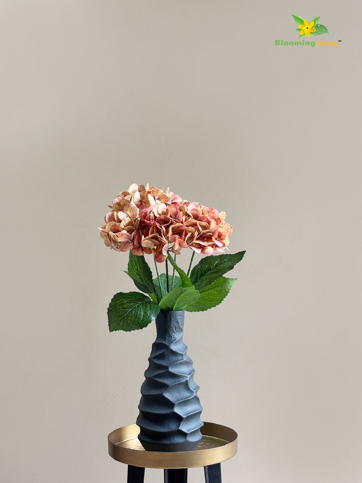 Artificial Hydrangea Flower Bunch - Light Brown