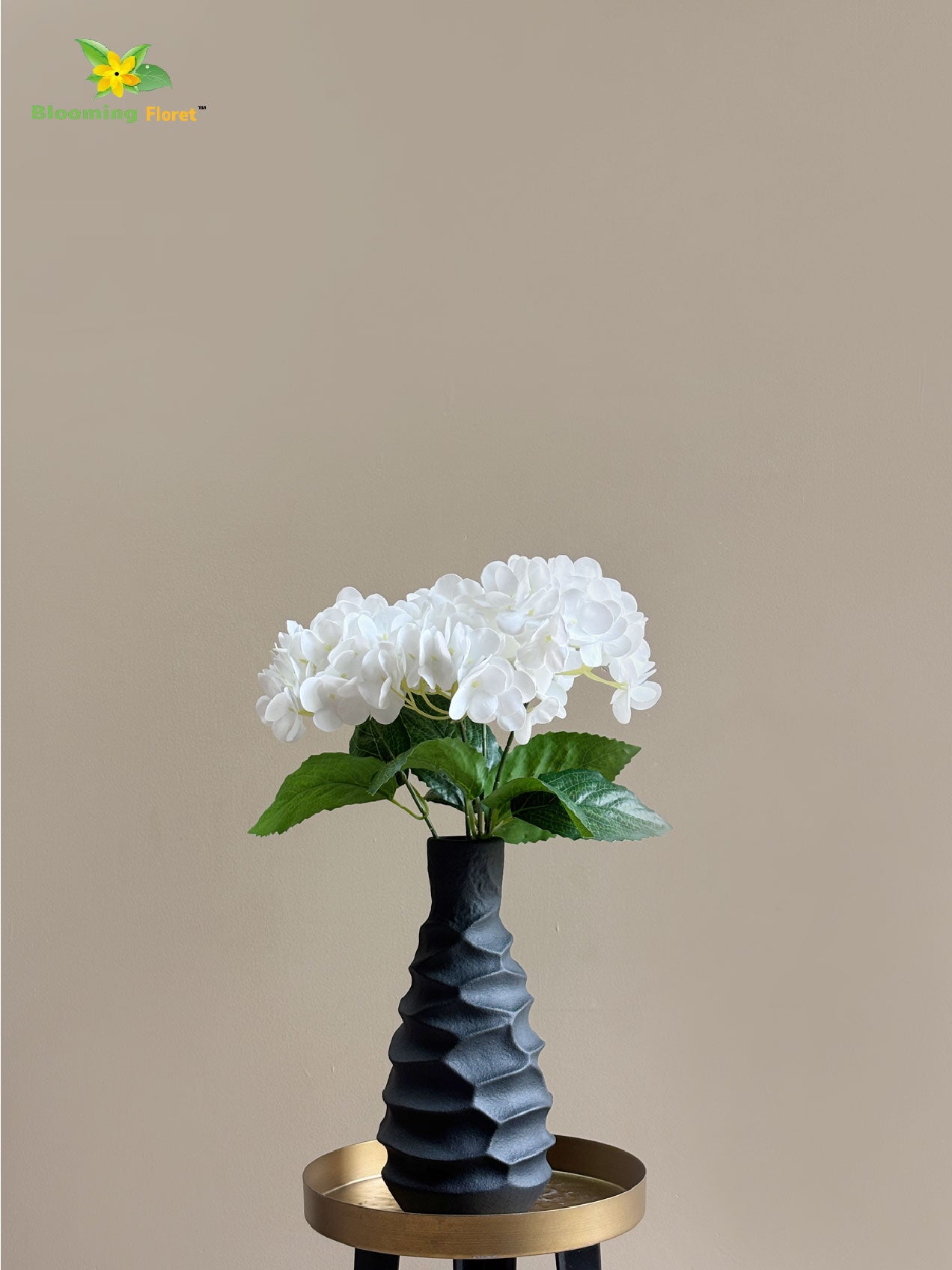 Artificial Hydrangea Flower Bunch - White