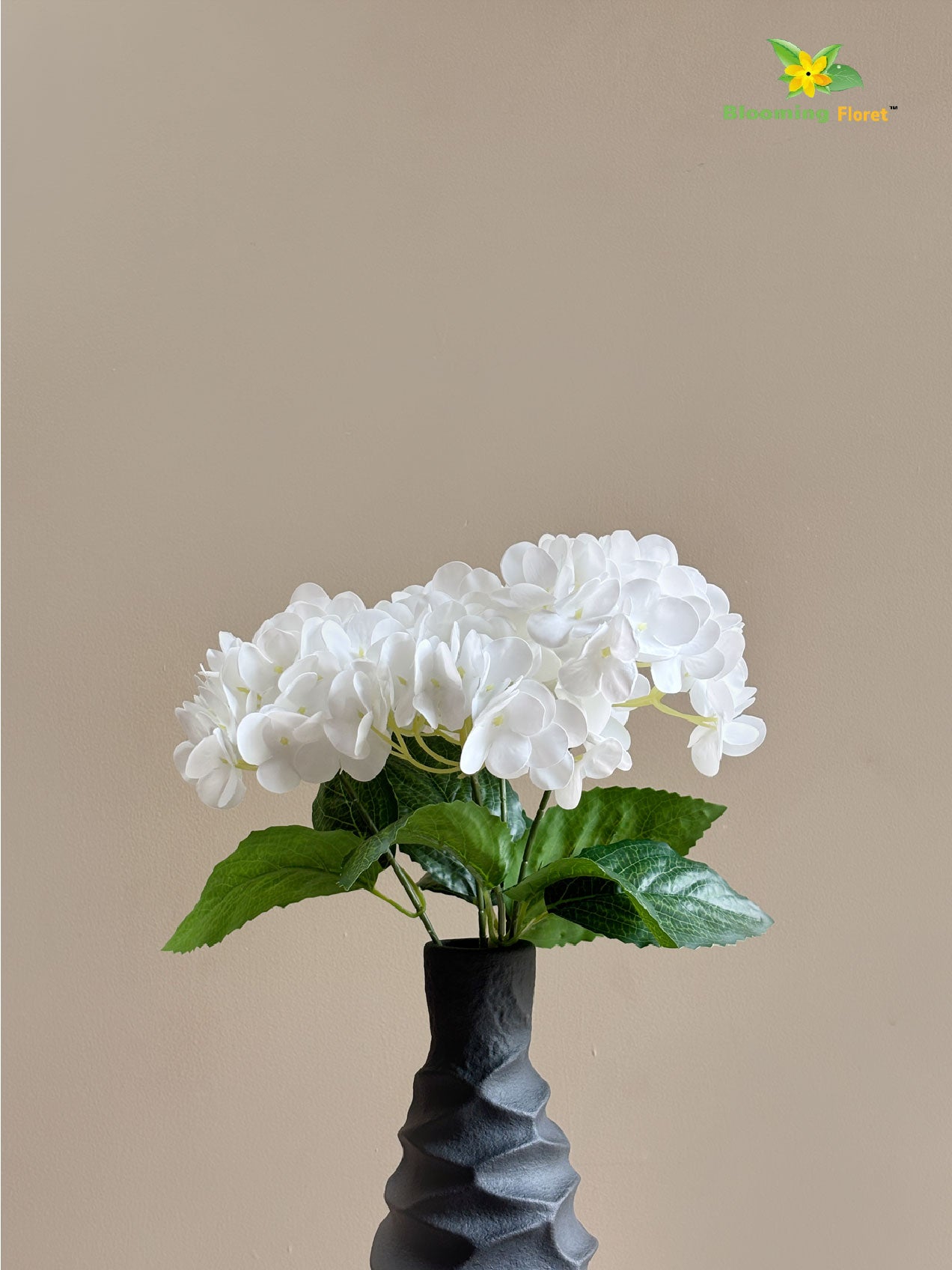 Artificial Hydrangea Flower Bunch - White