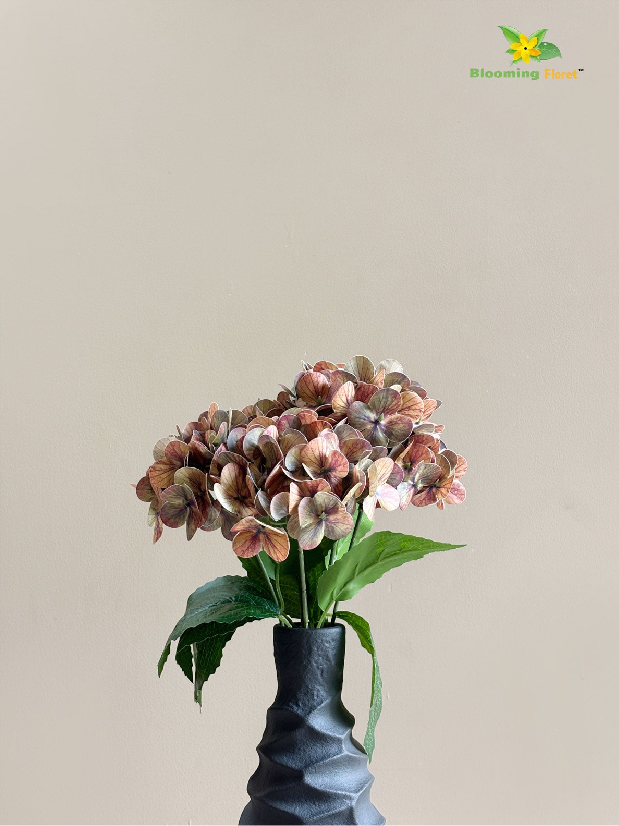 Artificial Hydrangea Flower Bunch - Dark Brown