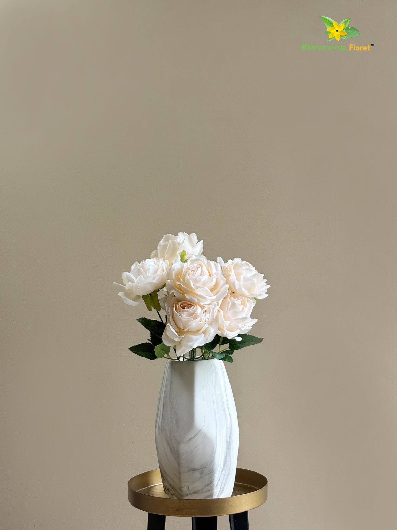 Artificial Rose Flower Bunch - Peach