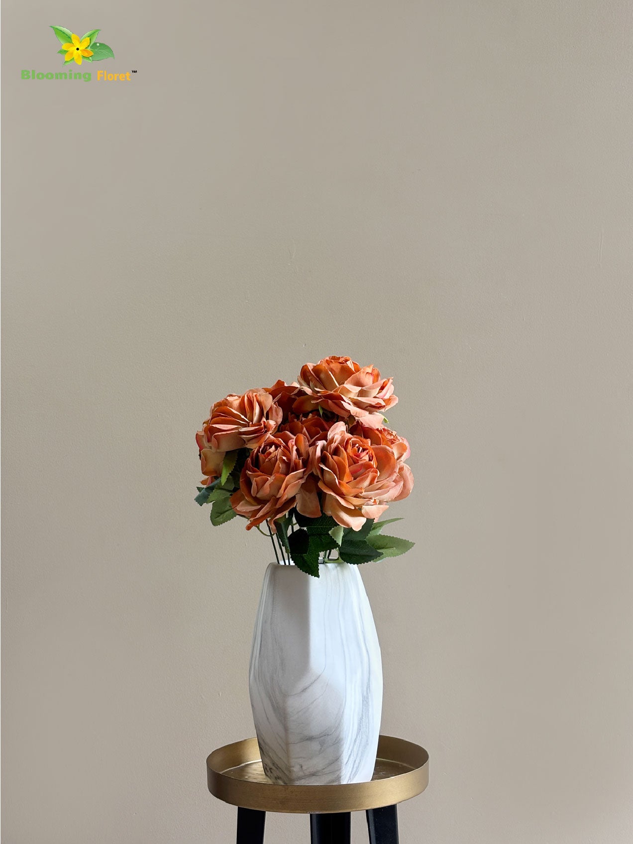 Artificial Rose Flower Bunch - Brown