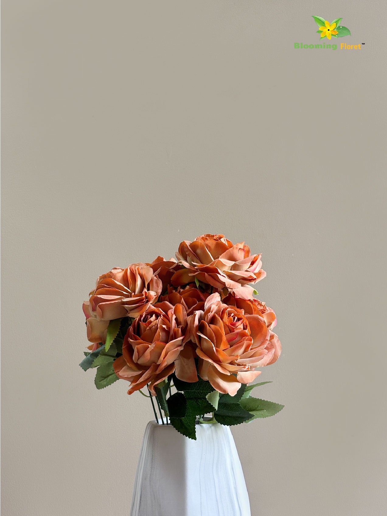 Artificial Rose Flower Bunch | Brown | 40 cm
