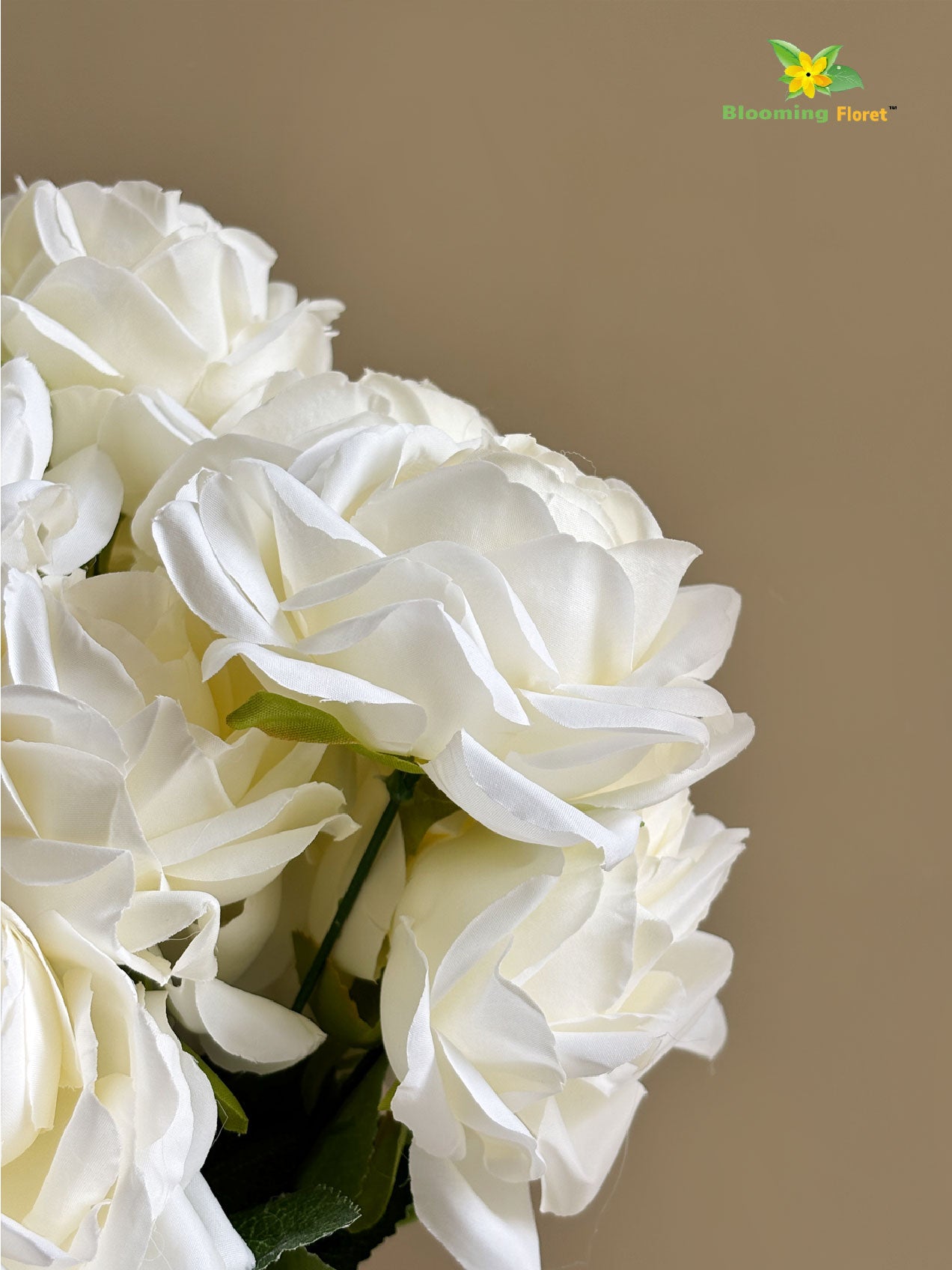 Artificial Rose Flower Bunch - White