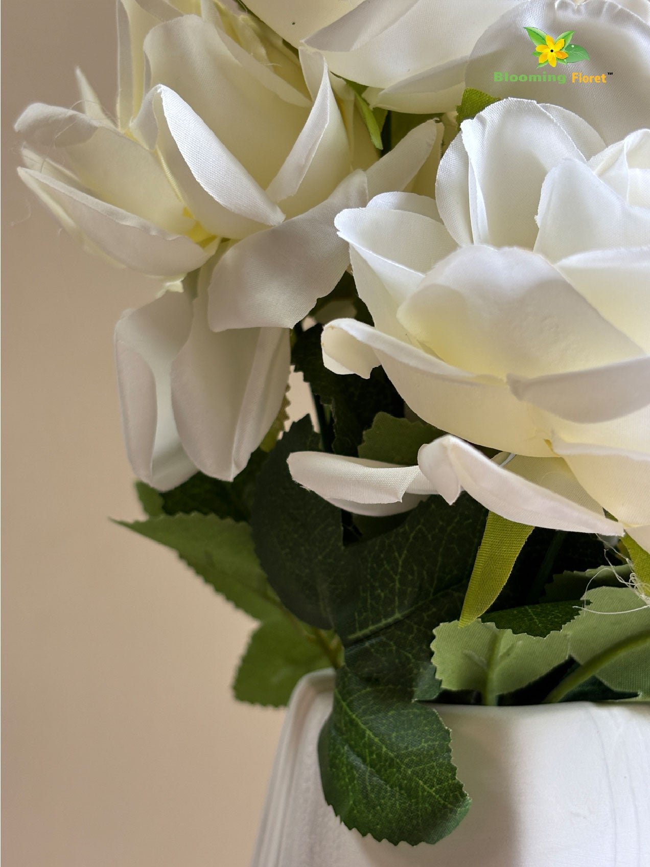 Artificial Rose Flower Bunch - White