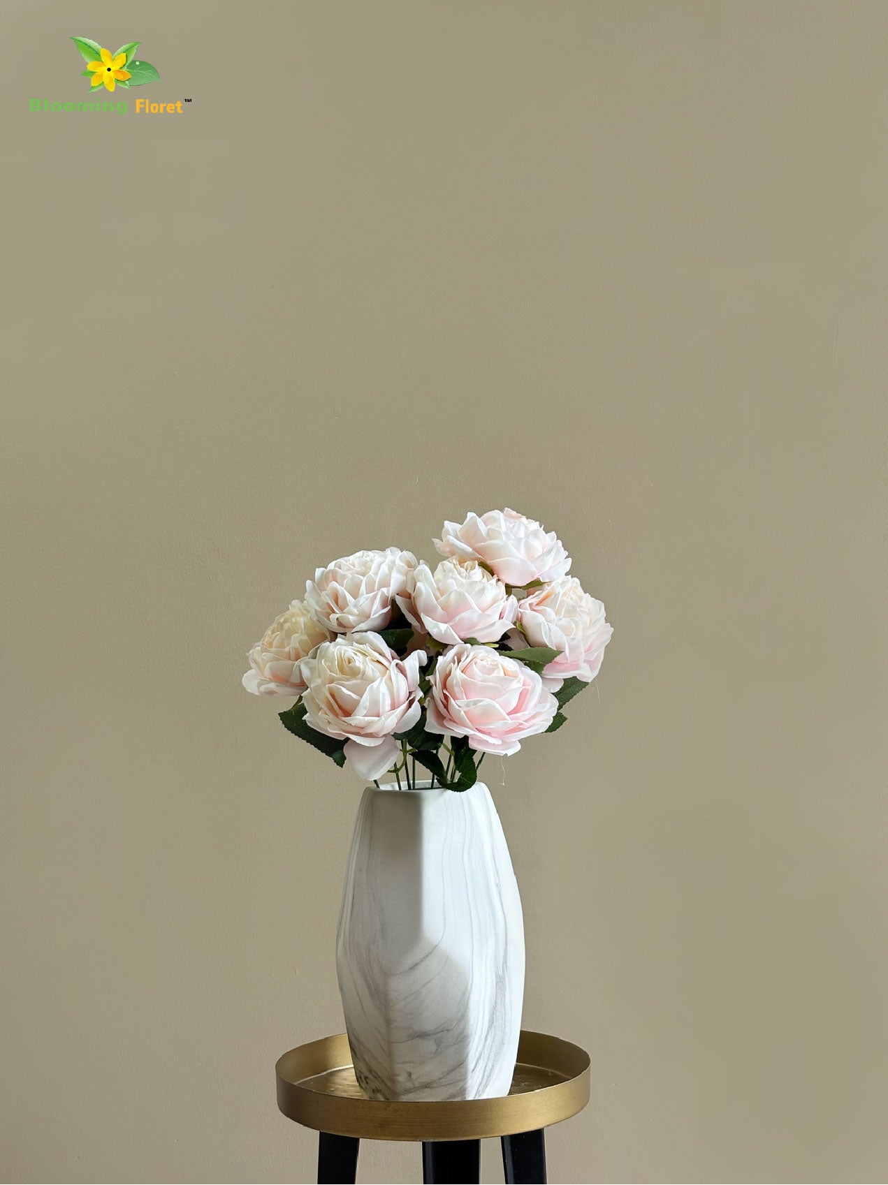 Artificial Rose Flower Bunch - Off White