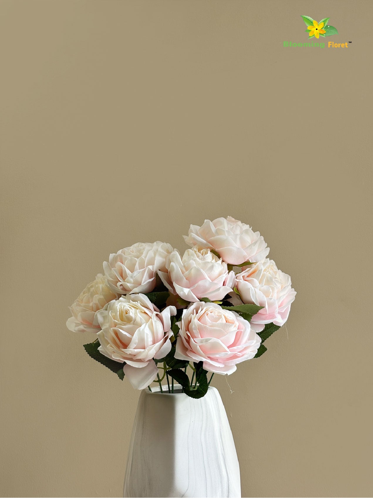 Artificial Rose Flower Bunch - Off White