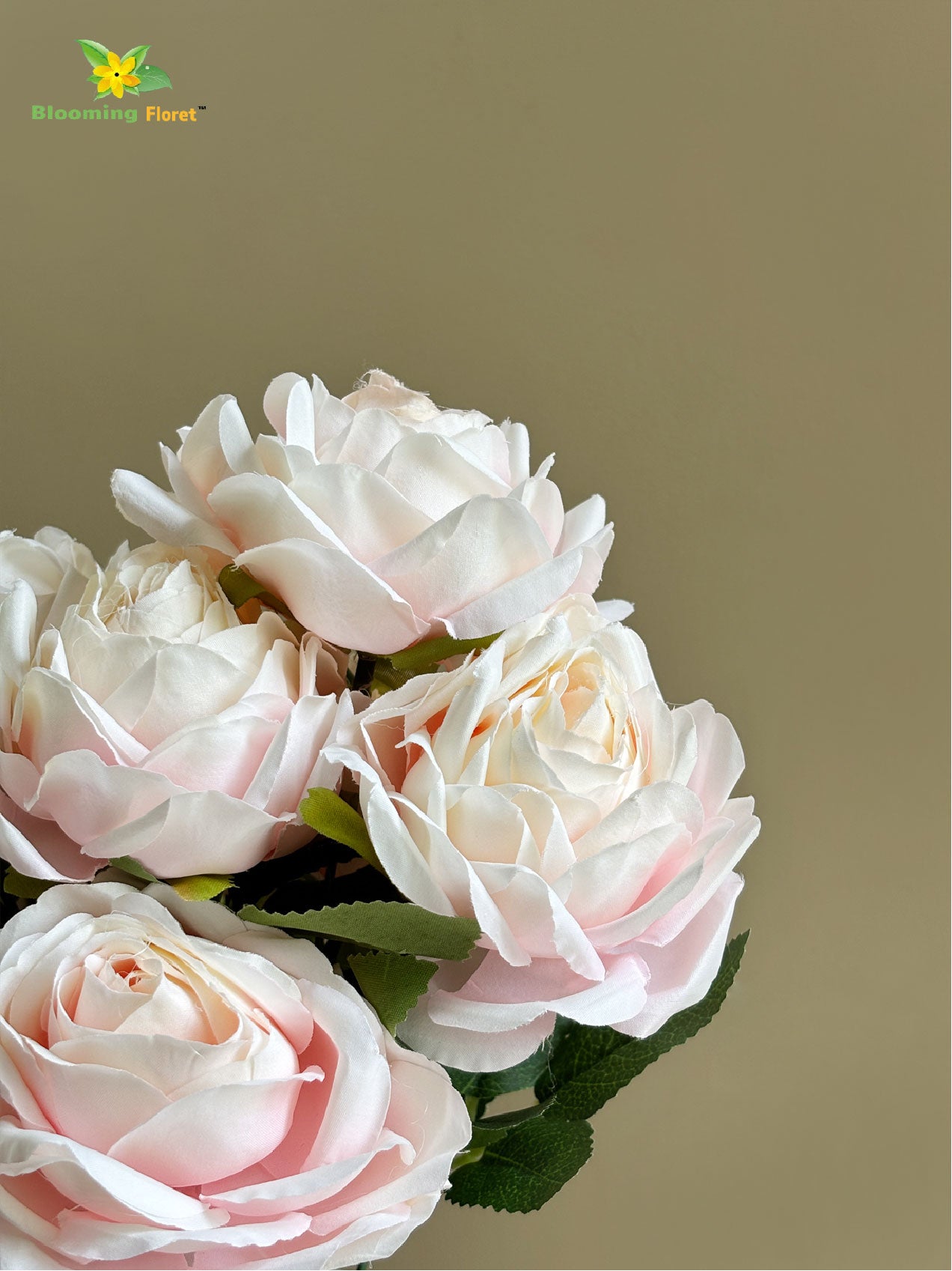 Artificial Rose Flower Bunch - Off White