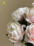 Artificial Rose Flower Bunch - Off White