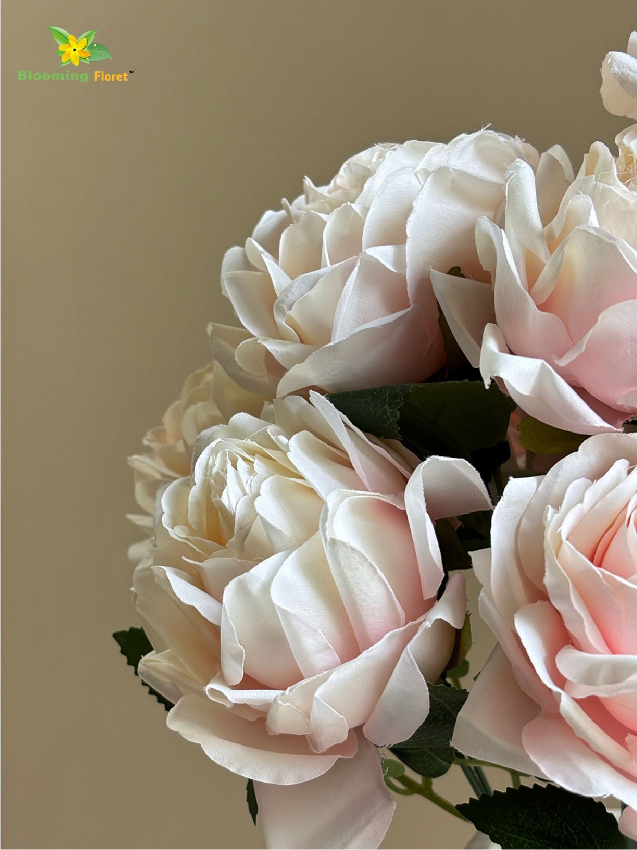 Artificial Rose Flower Bunch - Off White