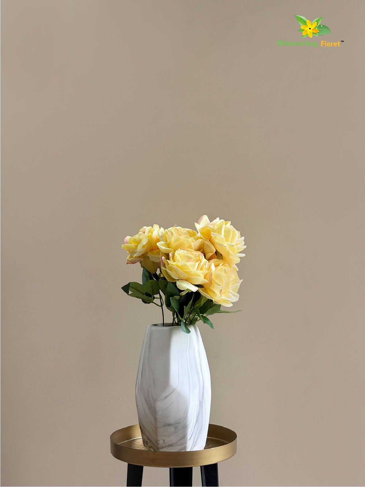 Artificial Rose Flower Bunch - Yellow