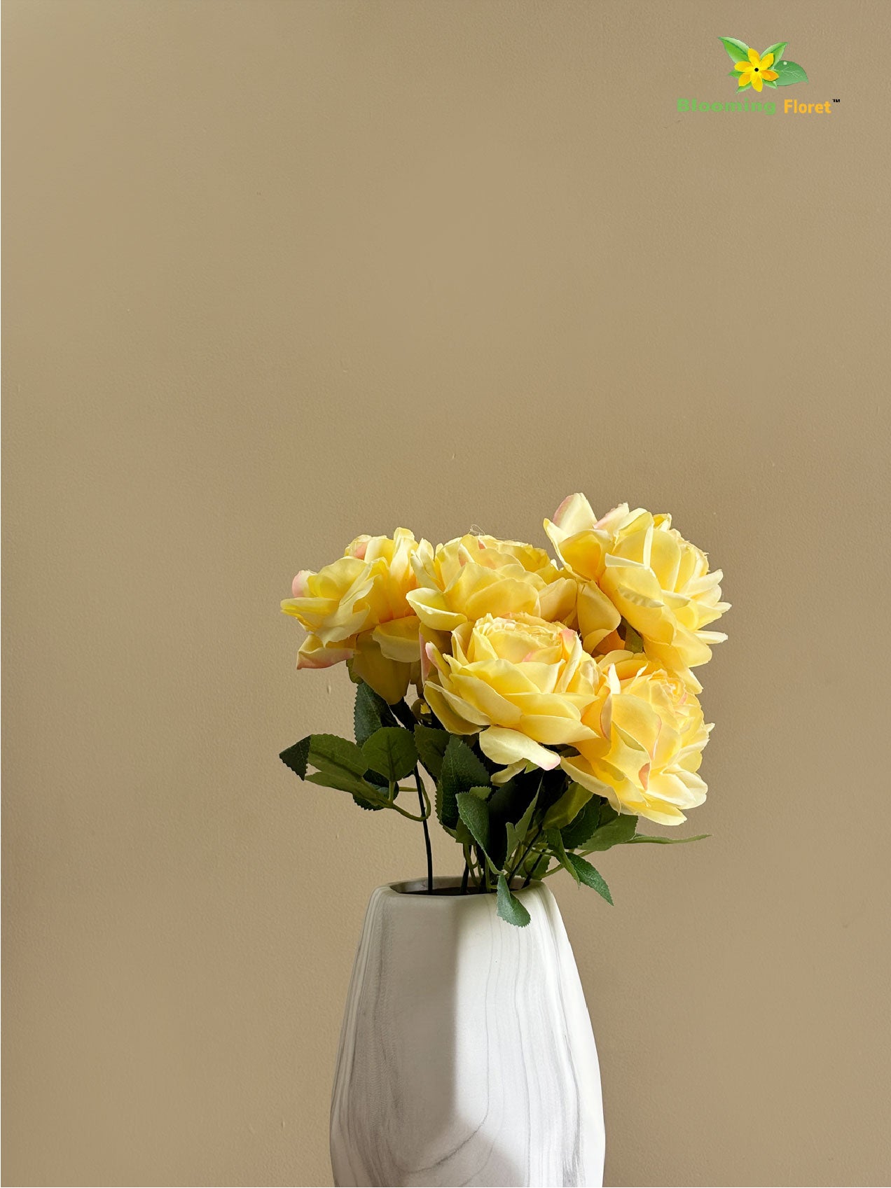 Artificial Rose Flower Bunch - Yellow