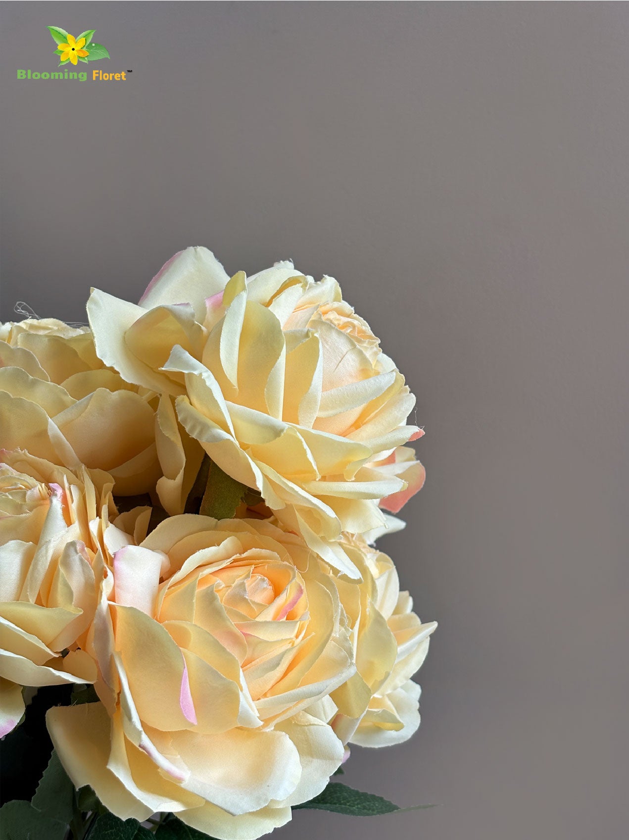 Artificial Rose Flower Bunch - Yellow