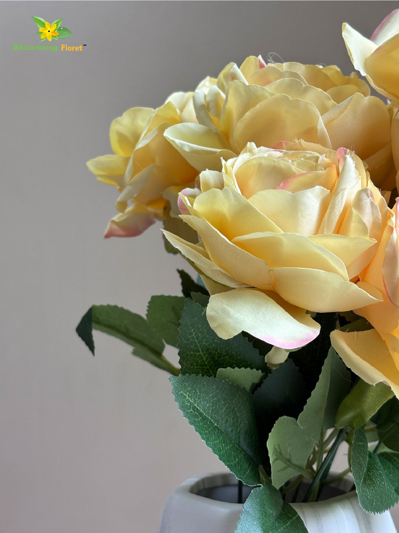 Artificial Rose Flower Bunch - Yellow