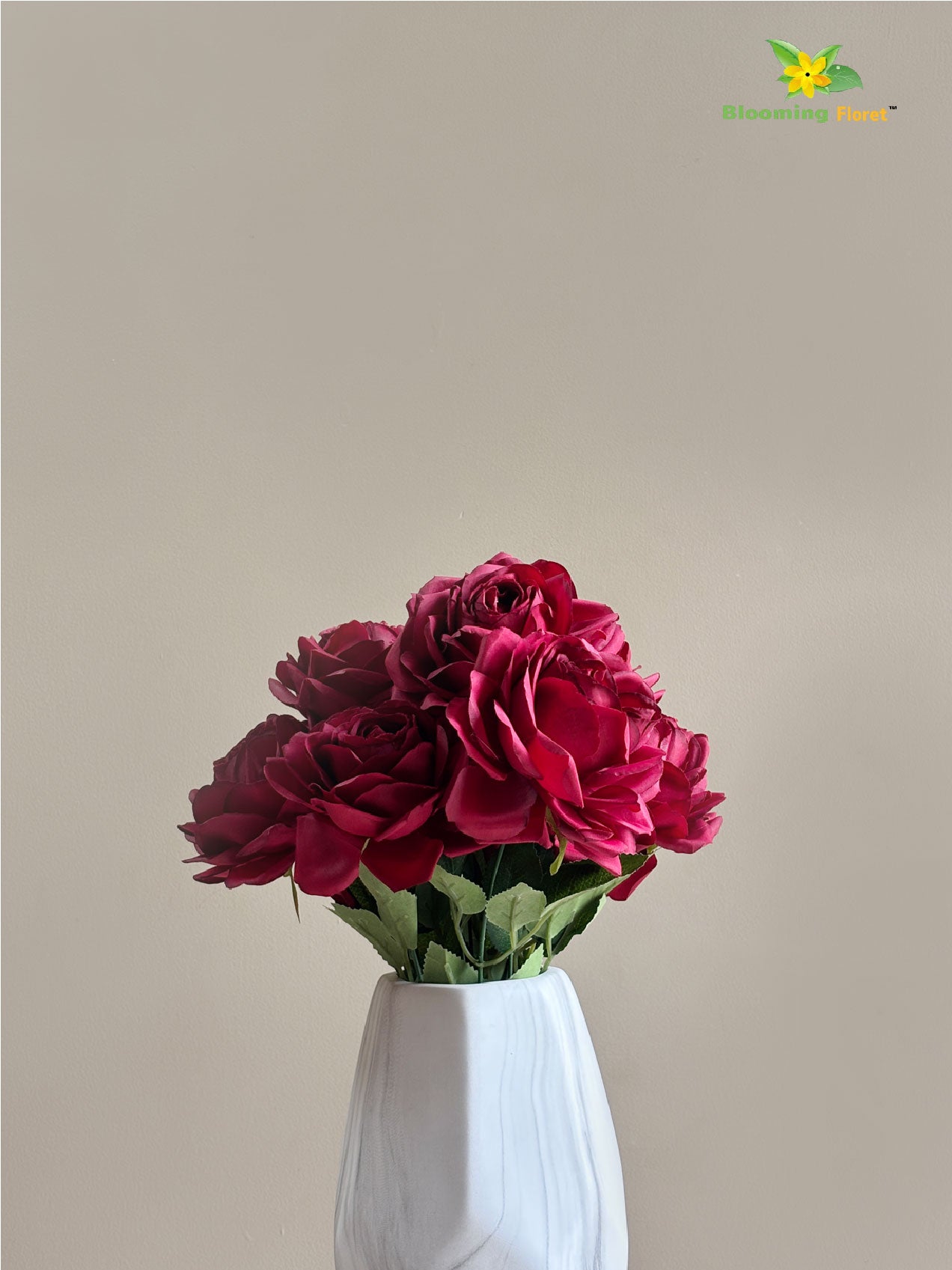 Artificial Rose Flower Bunch - Red